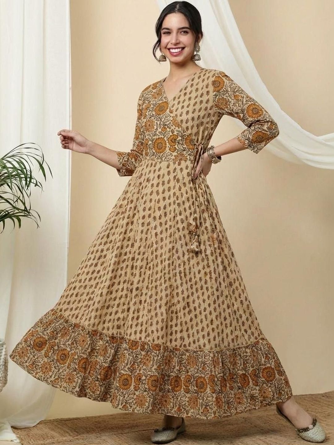 Sa Rasa Women Ethnic Motifs Printed Indie Prints Anarkali Kurta