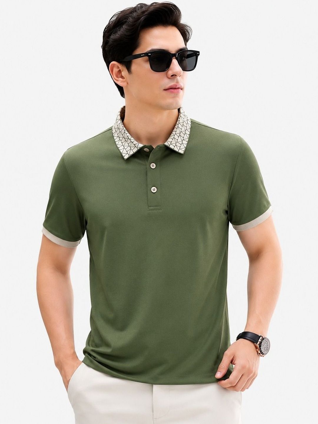 Mast & Harbour Men Polo Collar T-shirt