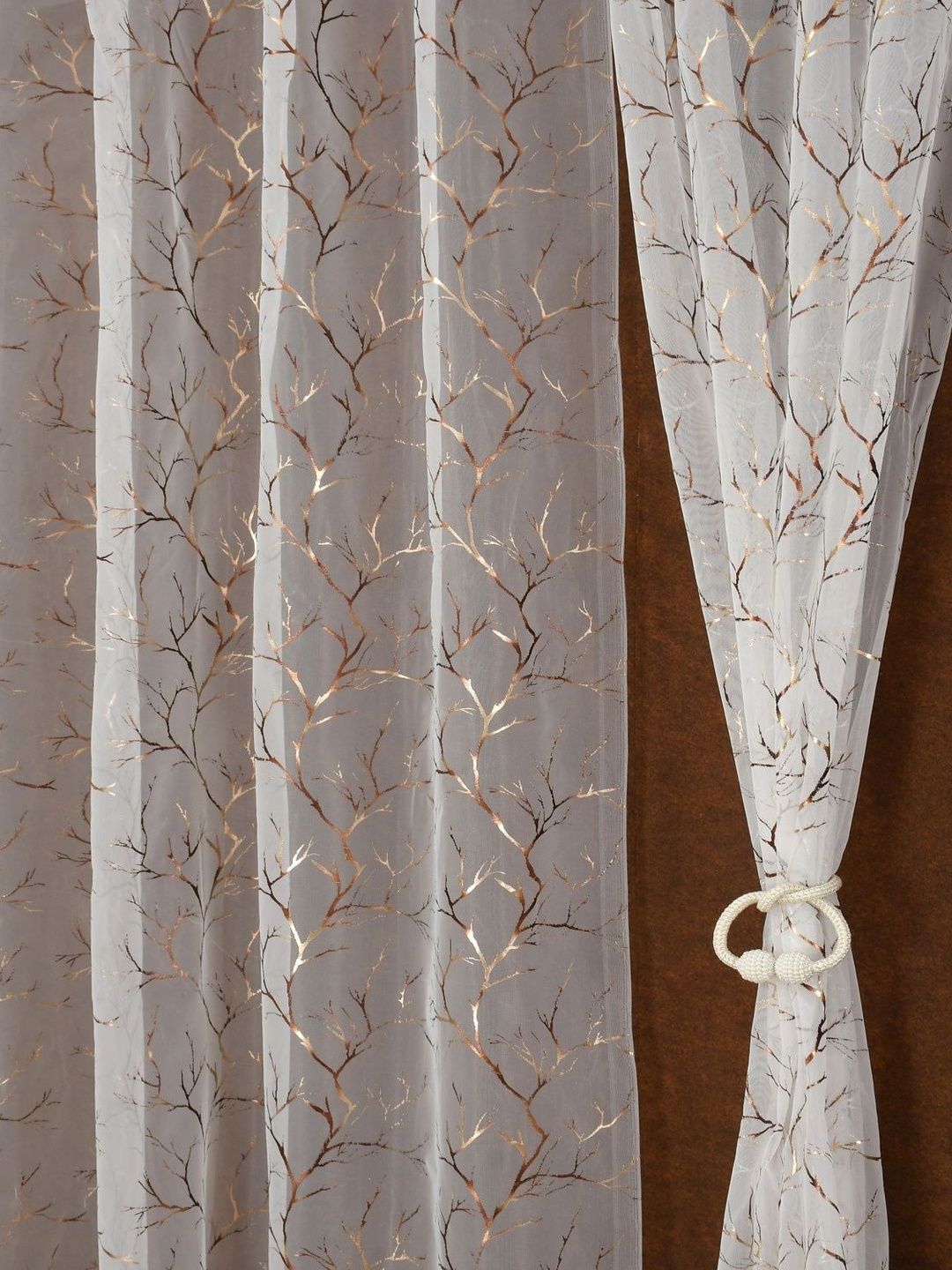 Aura White Set of 2 Sheer Door Curtain