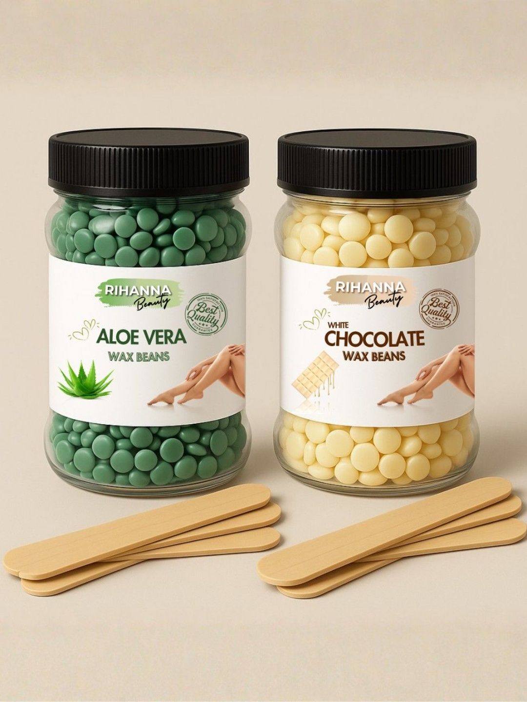 RIHANNA BEAUTY Set Of 2 Aloe Vera & White Chocolate Hard Wax Beans - 300 g Each