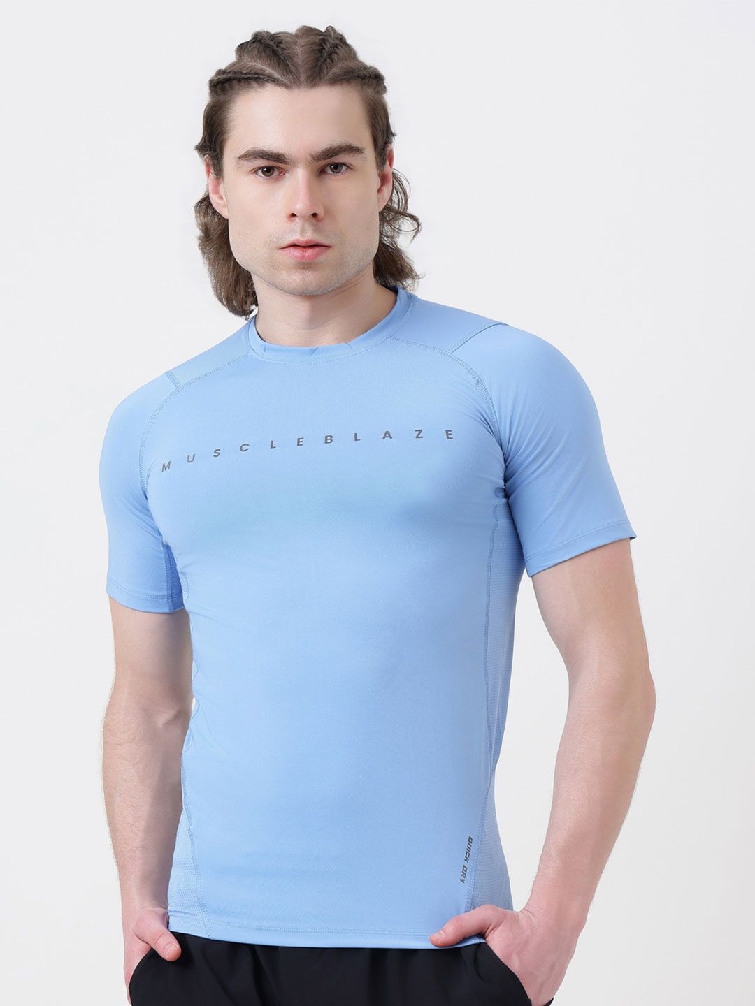 MuscleBlaze Unisex Brand Logo Printed Round Neck Compression T-shirt