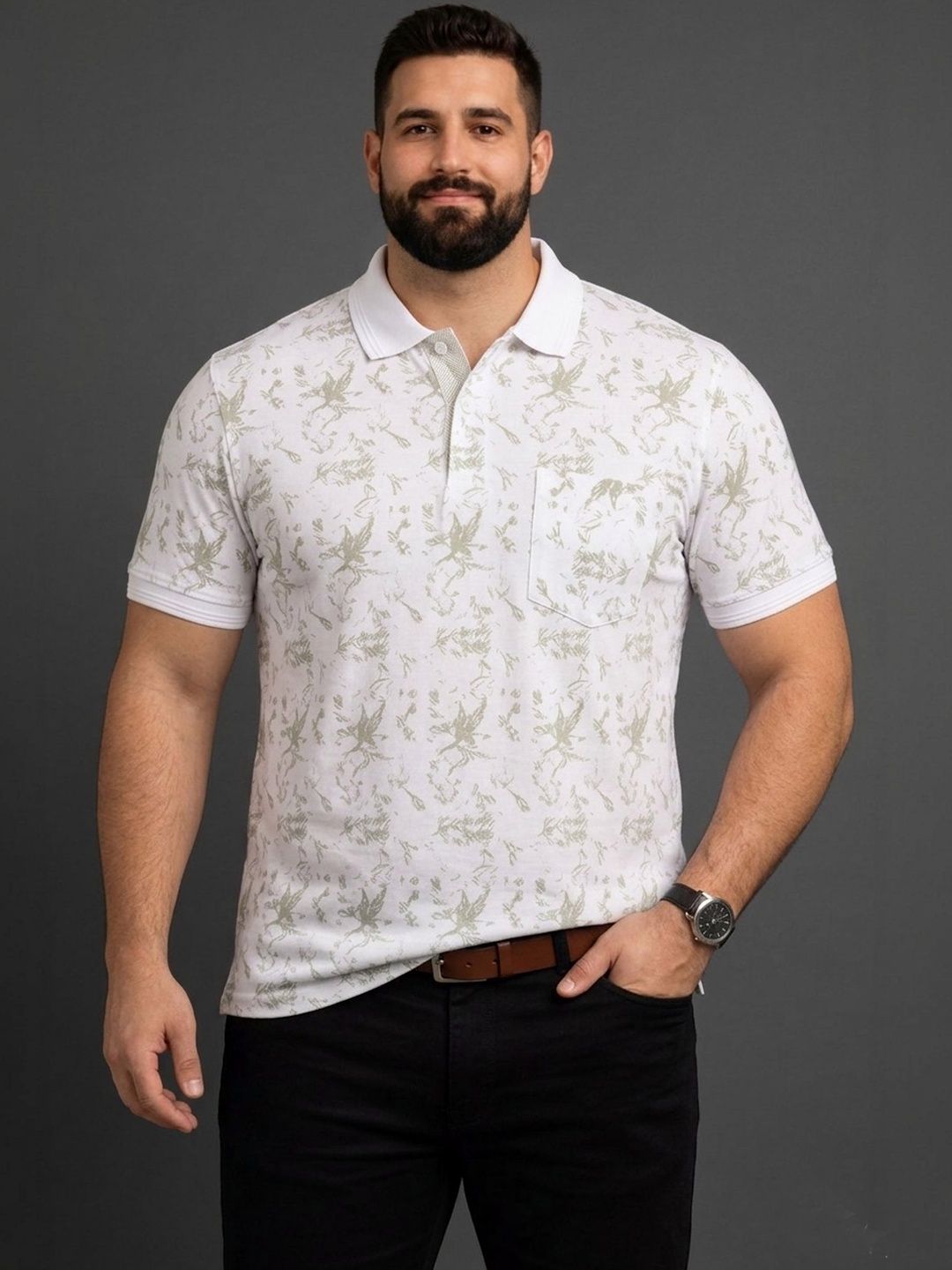 The Roadster Lifestyle Co Printed Polo Collar Tshirts