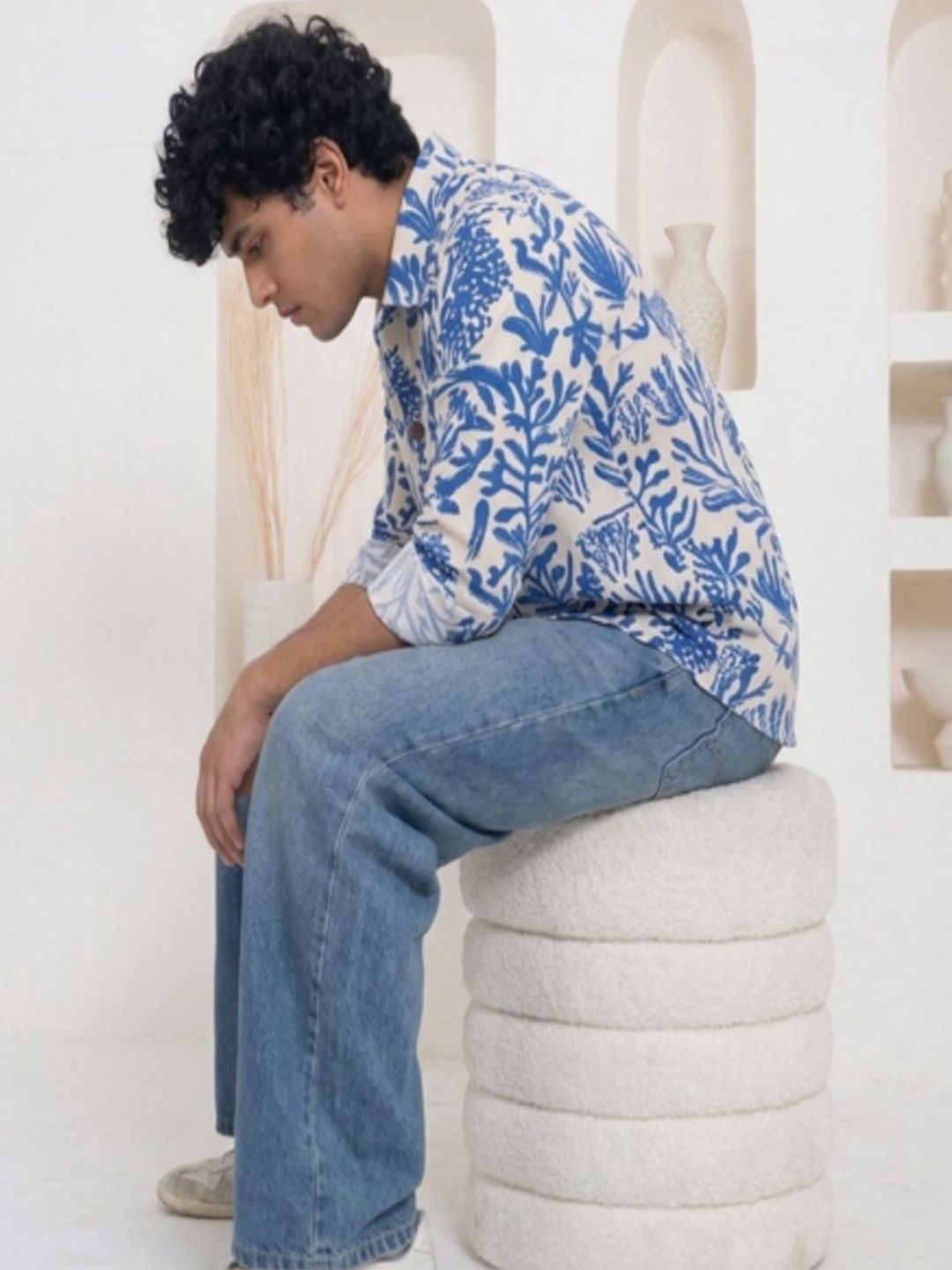 House of Riha Men Floral Woven Jacket