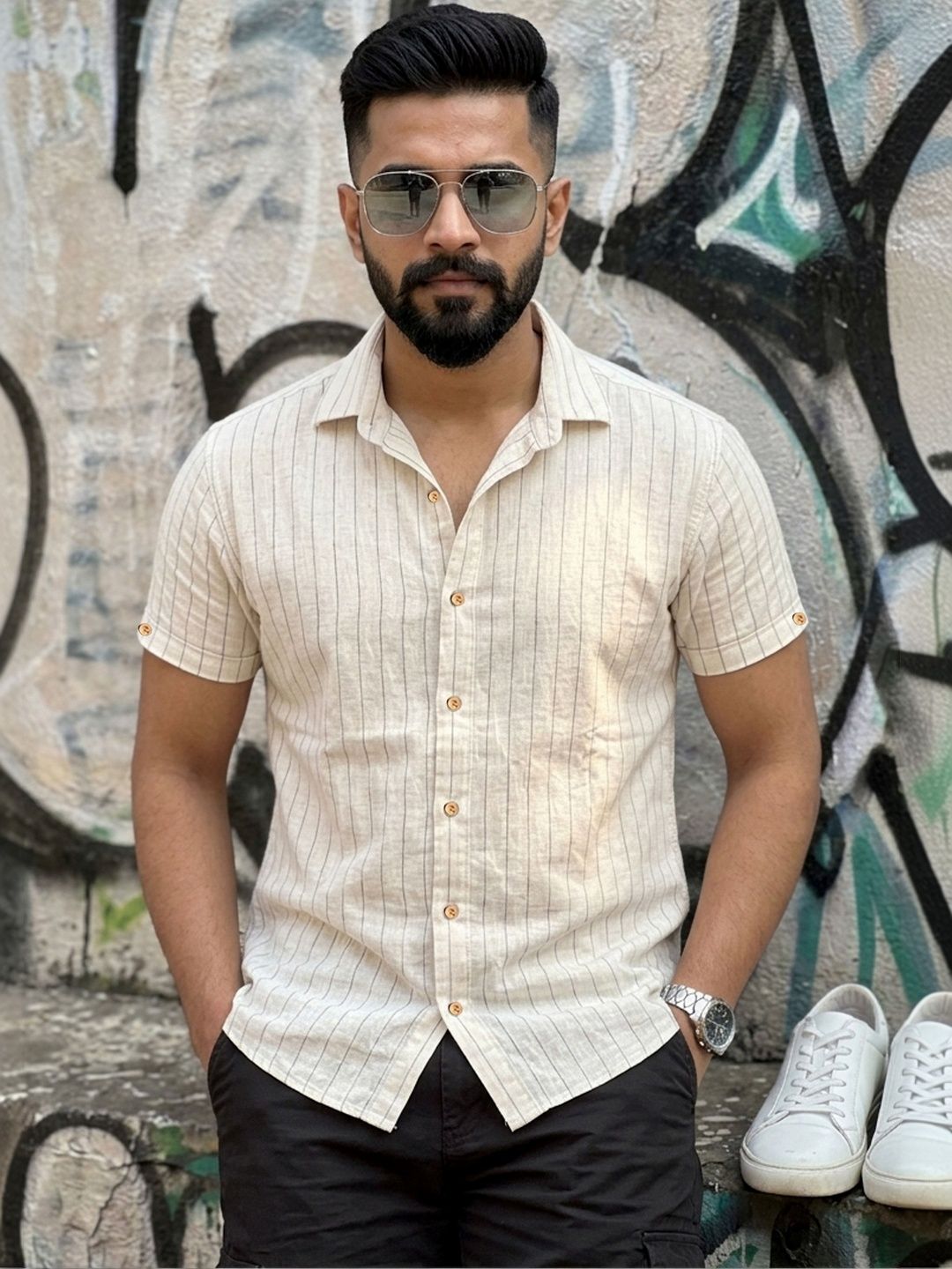 Anneca Men Relaxed Striped Casual Shirt