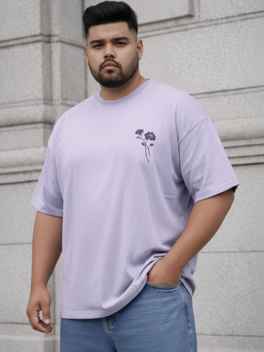 Sztori Men Floral Printed Drop-Shoulder Sleeves T-shirt