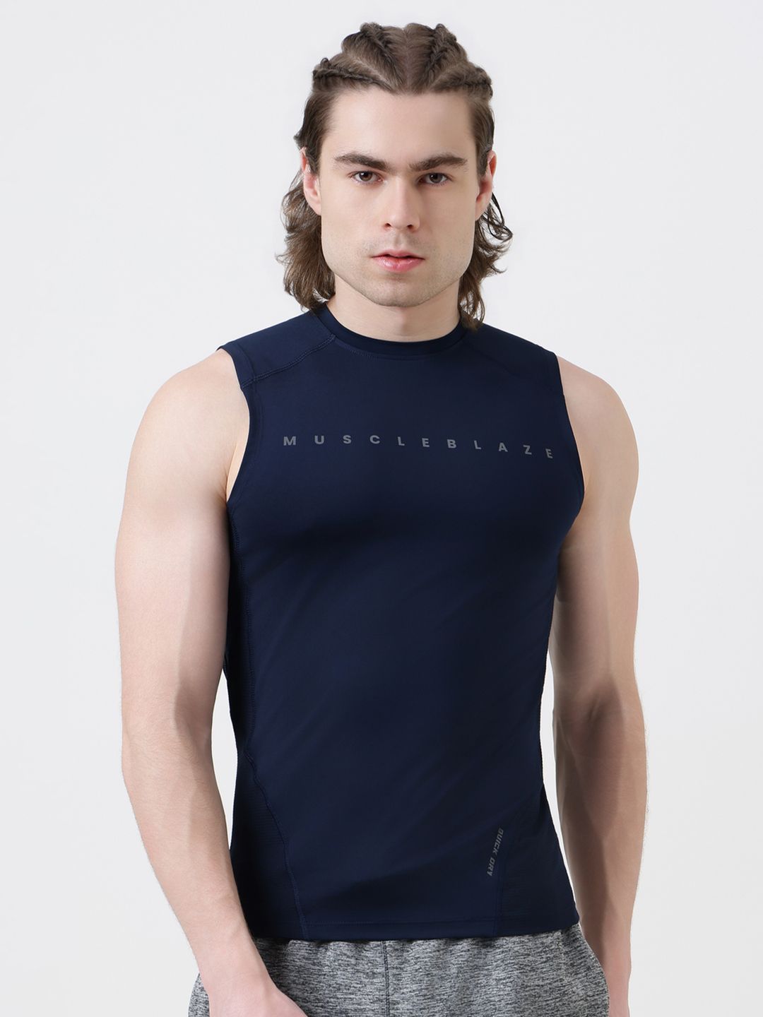 MuscleBlaze Men Typography Printed Round Neck Compression T-shirt