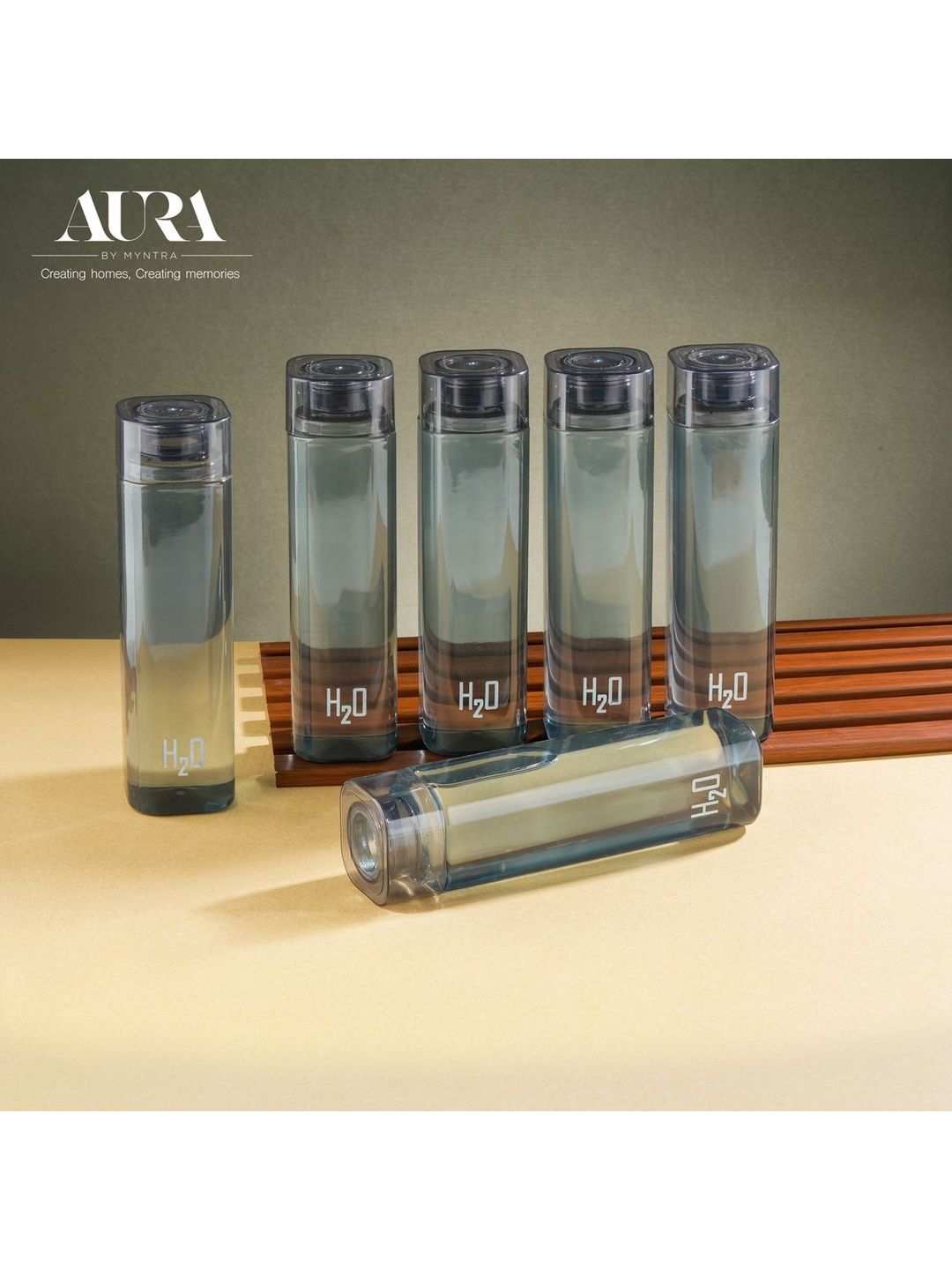 Aura Black Set of 6 Plastic Other Water Bottle