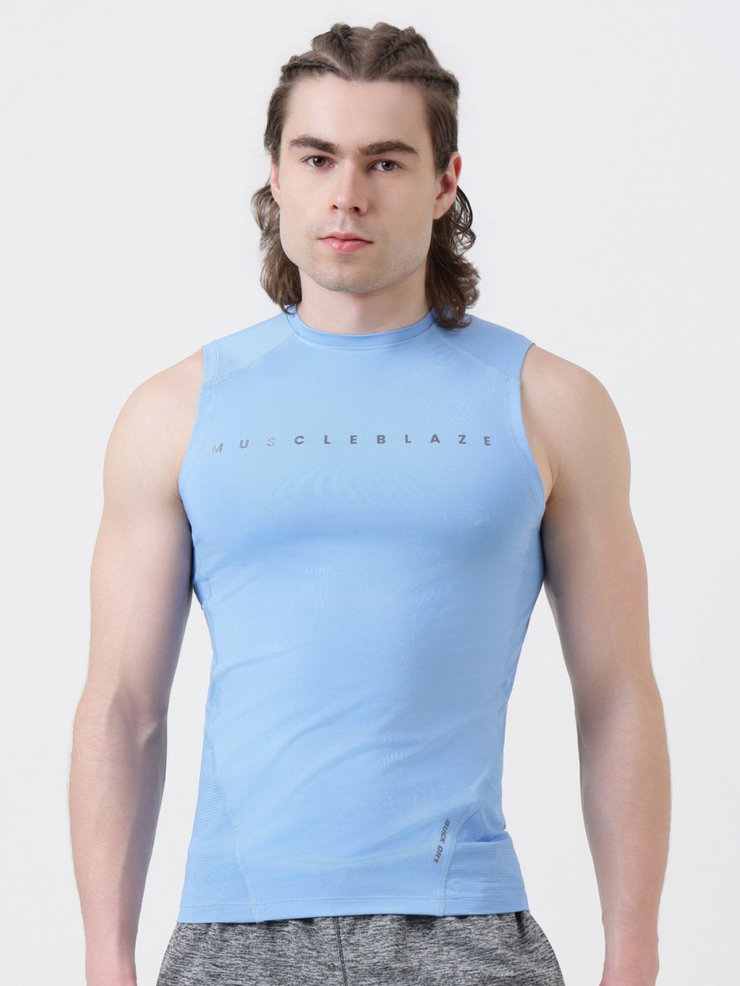 MuscleBlaze Unisex Brand Logo Printed Round Neck Compression T-shirt