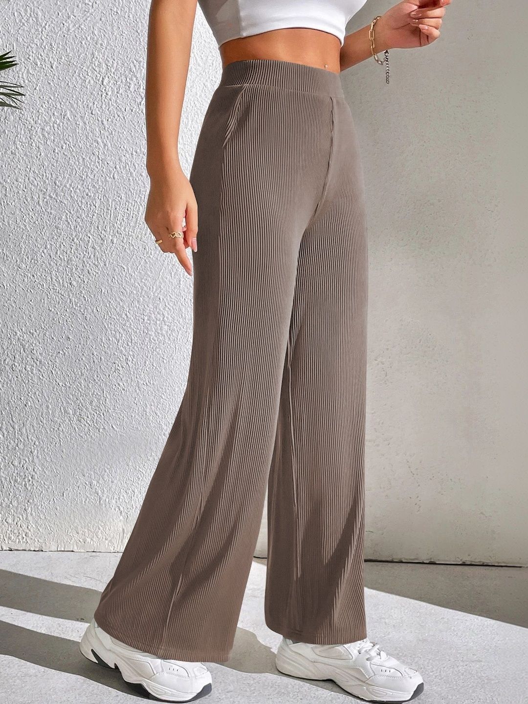 Neon Femme Women Textured High-Rise Trousers