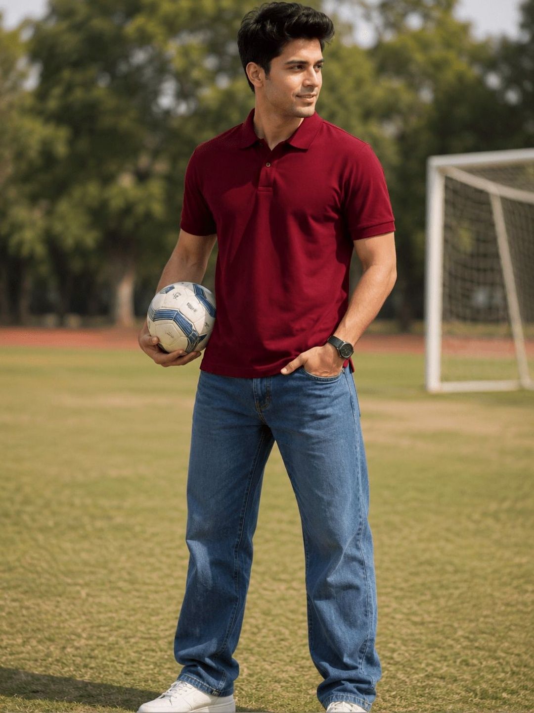 HERE&NOW Men Polo Collar T-shirt