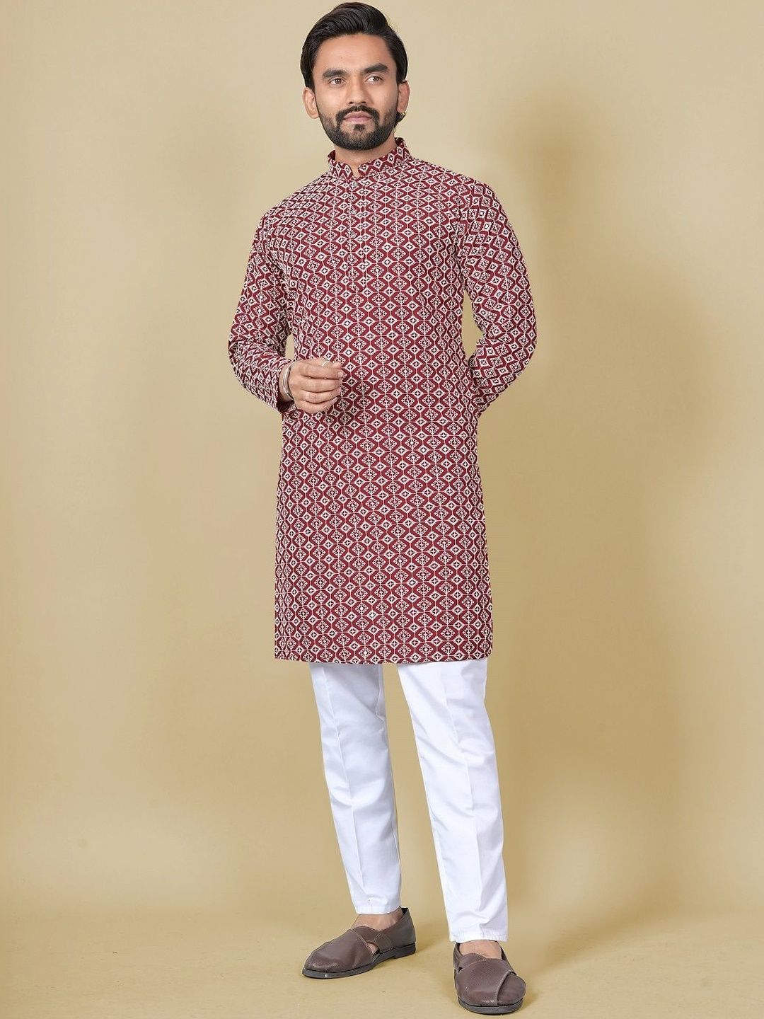 Leipzig Fashion Men Geometric Printed Kurta