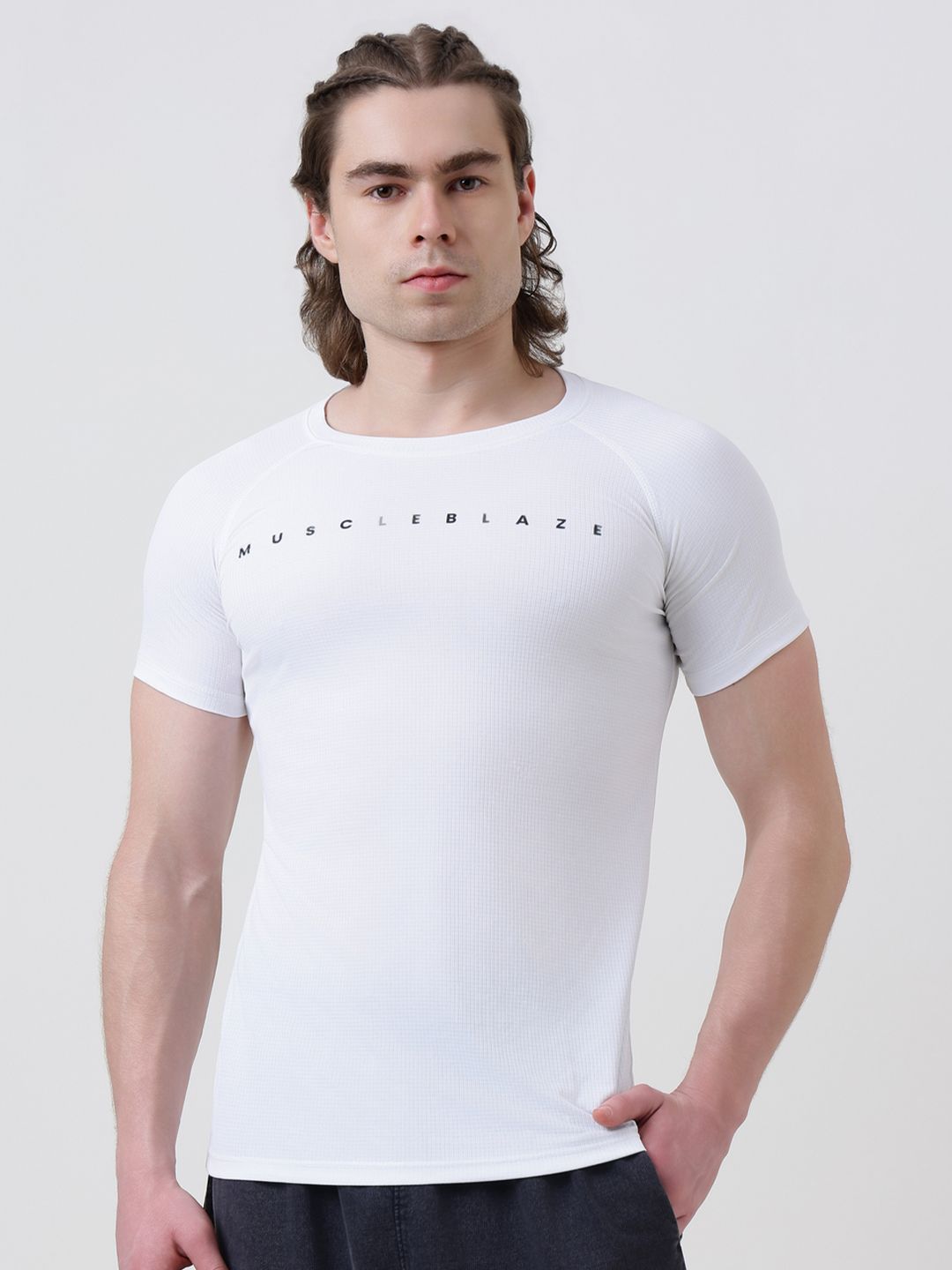 MuscleBlaze Unisex Brand Logo Printed Round Neck Compression T-shirt