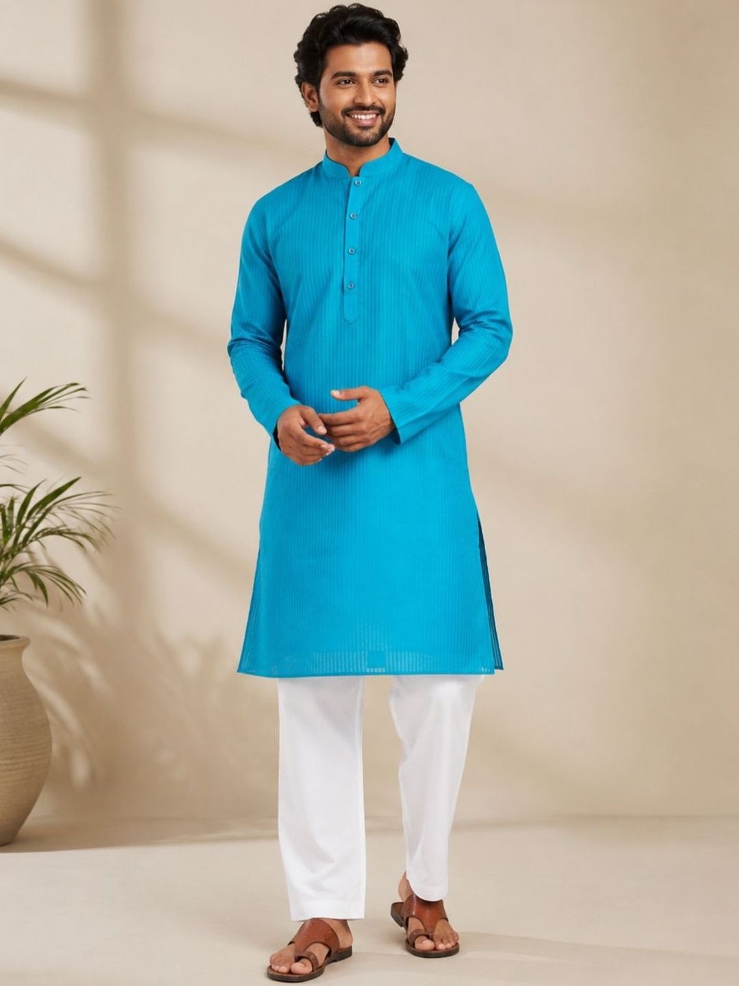 DEVOILER Men Striped Kurta