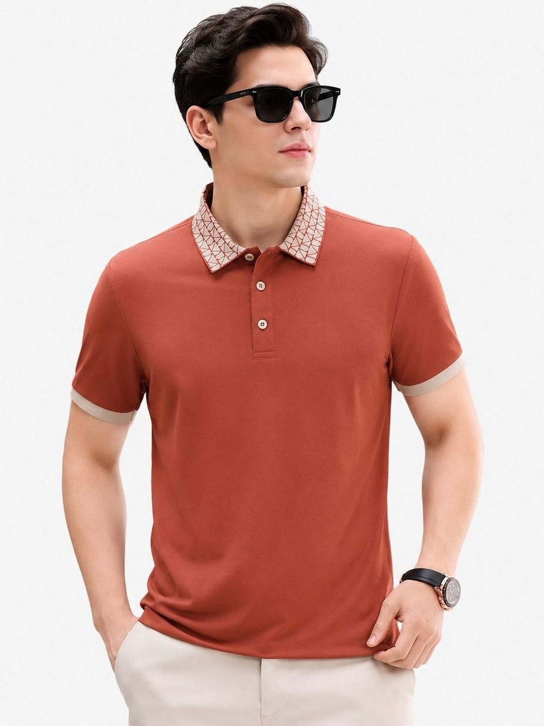 Mast & Harbour Men Polo Collar T-shirt