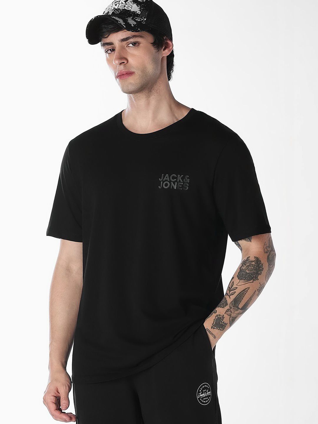 Jack & Jones Men Brand Logo Printed Organic Cotton Slim Fit T-shirt