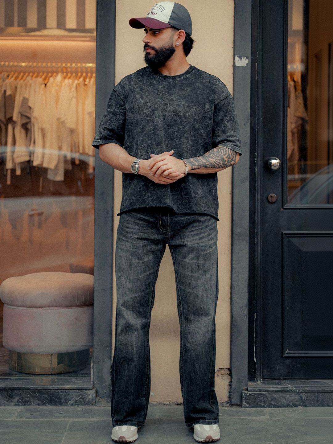BDSQUARE Men Dyed Boxy T-shirt