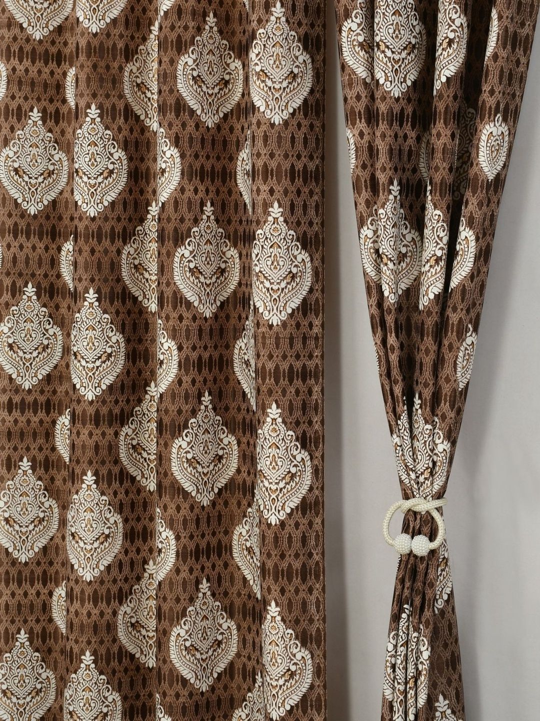 Aura Brown Set of 2 Ethnic Motifs Long Door Curtain