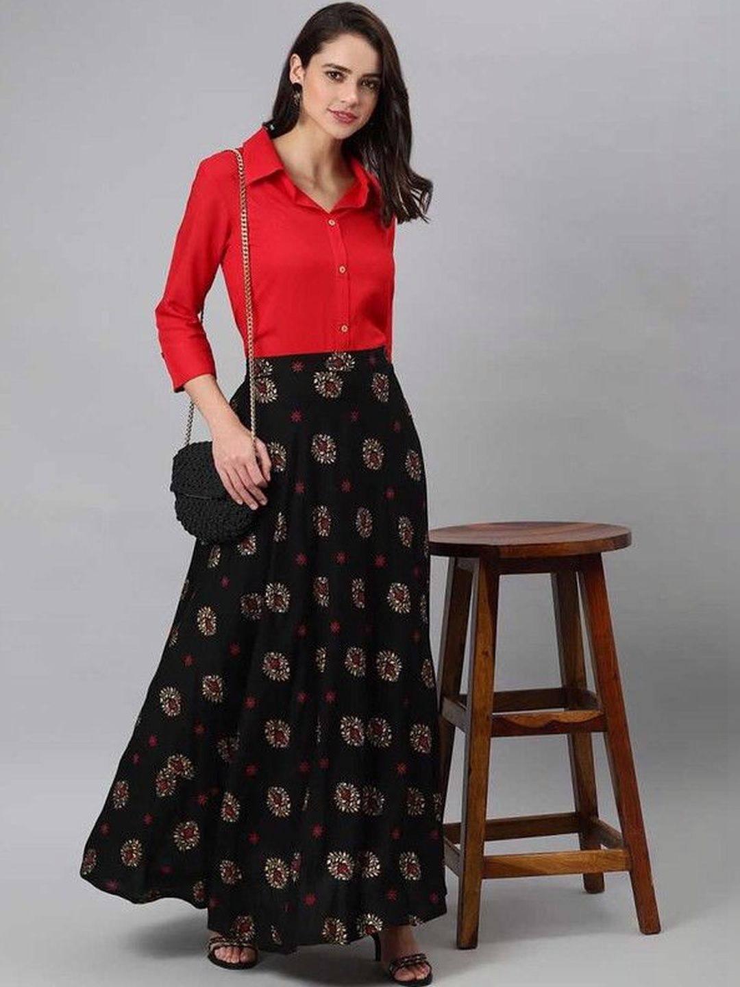 Yashwani Fashion Solid Shirt with Skirt