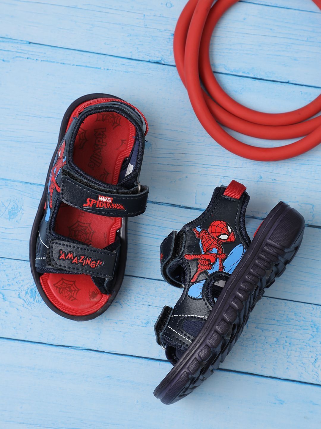 Kids Ville Boys Spiderman Printed Velcro Sandals
