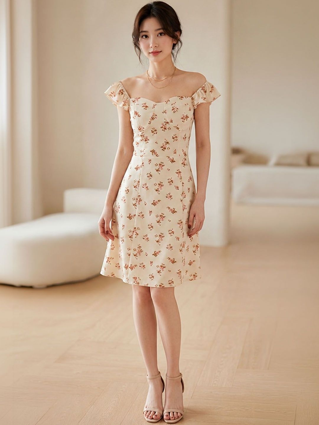 DressBerry Floral Print Ruffled Fit & Flare Dress