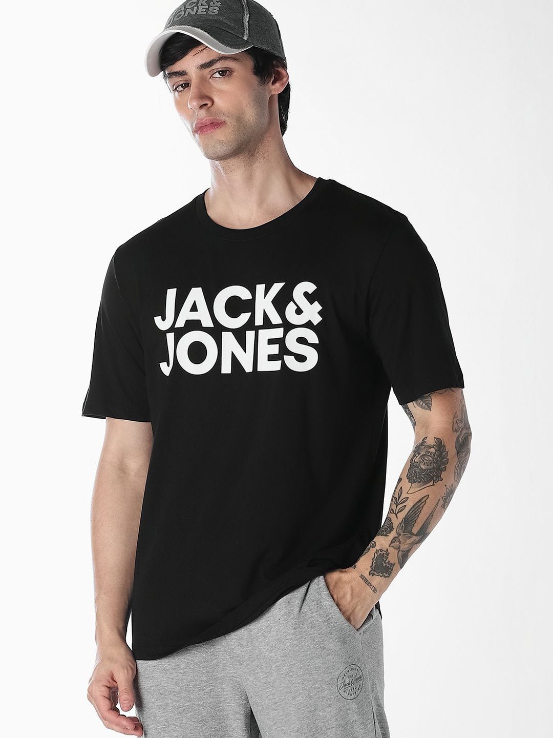 Jack & Jones Men Brand Logo Printed Slim Fit T-shirt