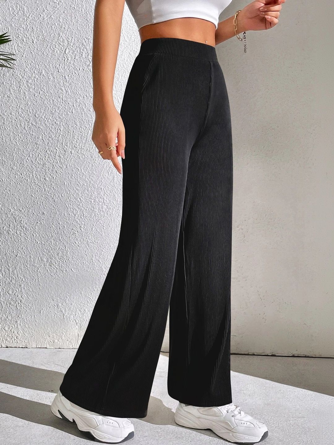 Neon Femme Women Textured High-Rise Trousers