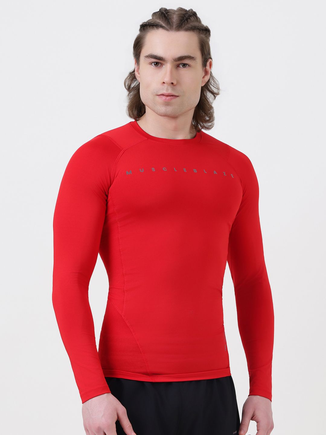 MuscleBlaze Unisex Typography Printed Round Neck Compression T-shirt