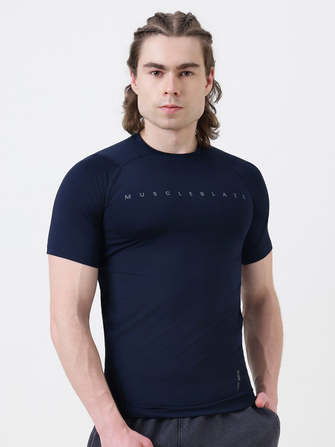 MuscleBlaze Unisex Typography Printed Round Neck Compression T-shirt