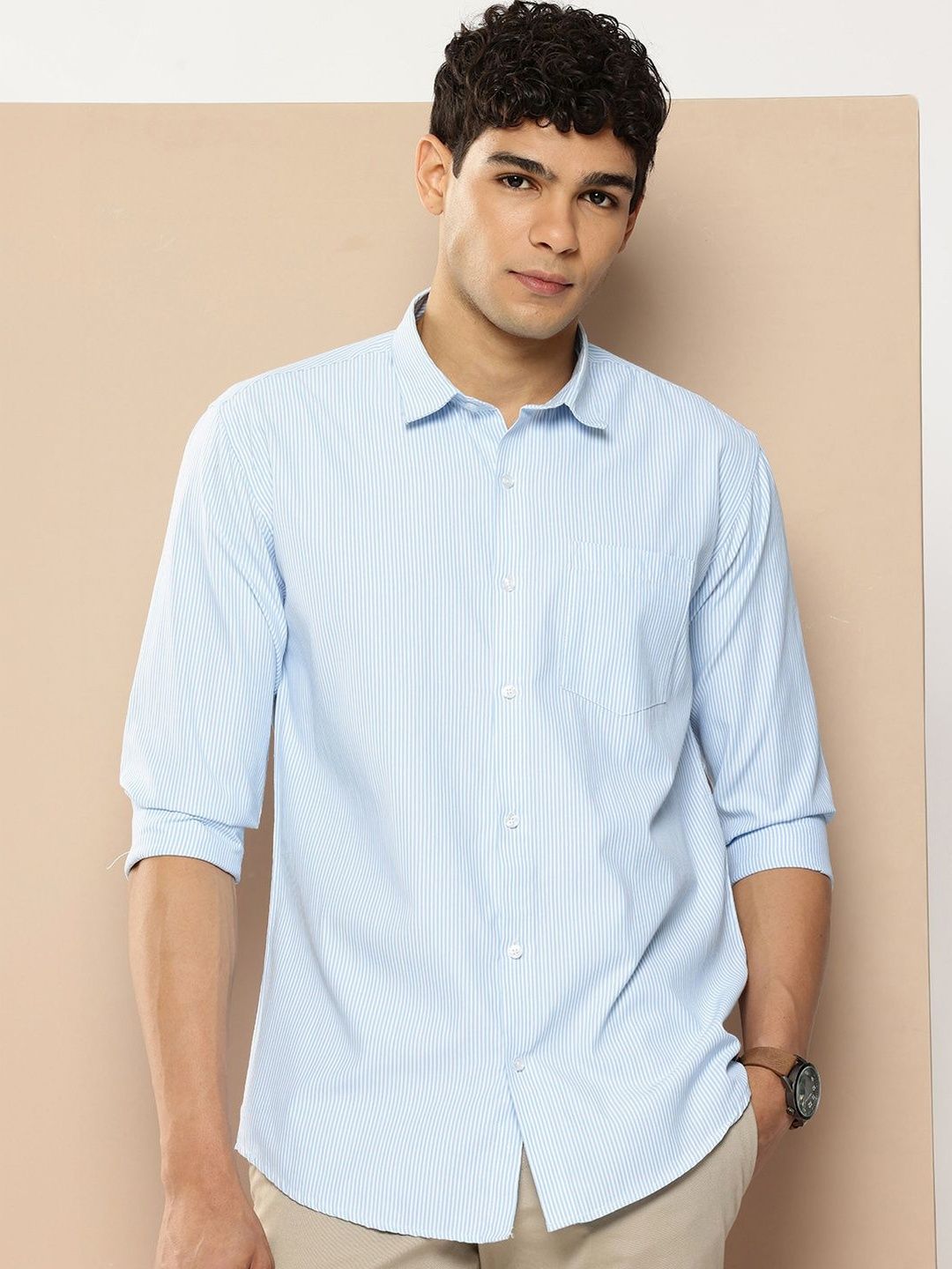 Mast & Harbour Men Premium Slim Fit Striped Casual Shirt