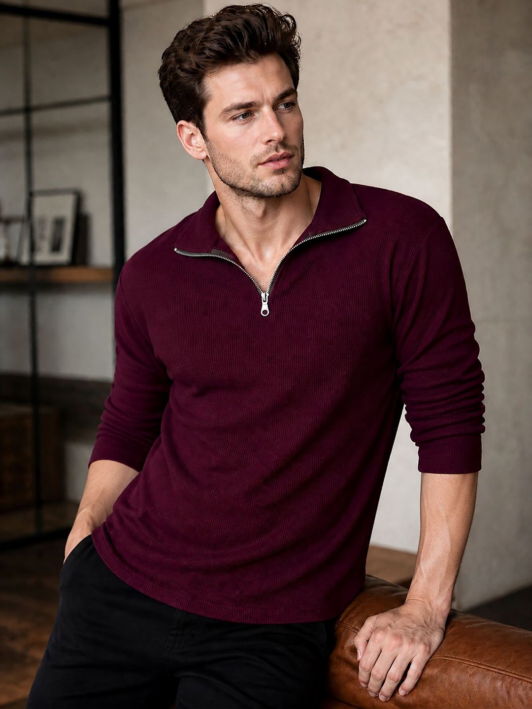 ATIGIANO Men Polo Collar T-shirt
