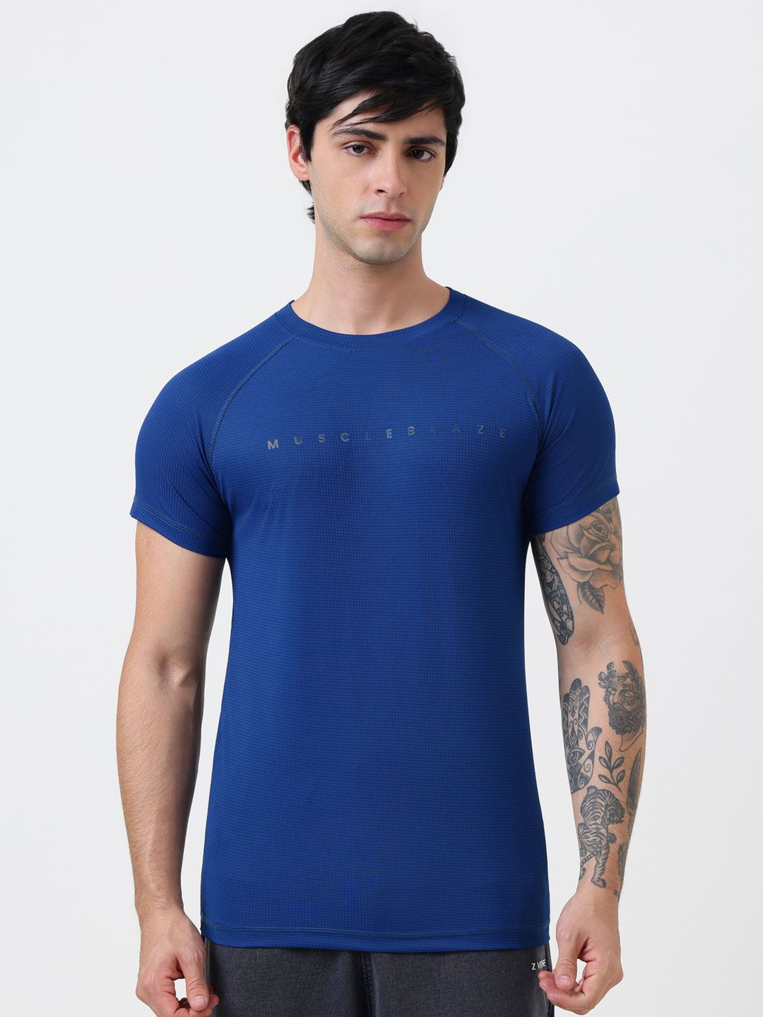 MuscleBlaze Unisex Brand Logo Printed Round Neck Compression T-shirt
