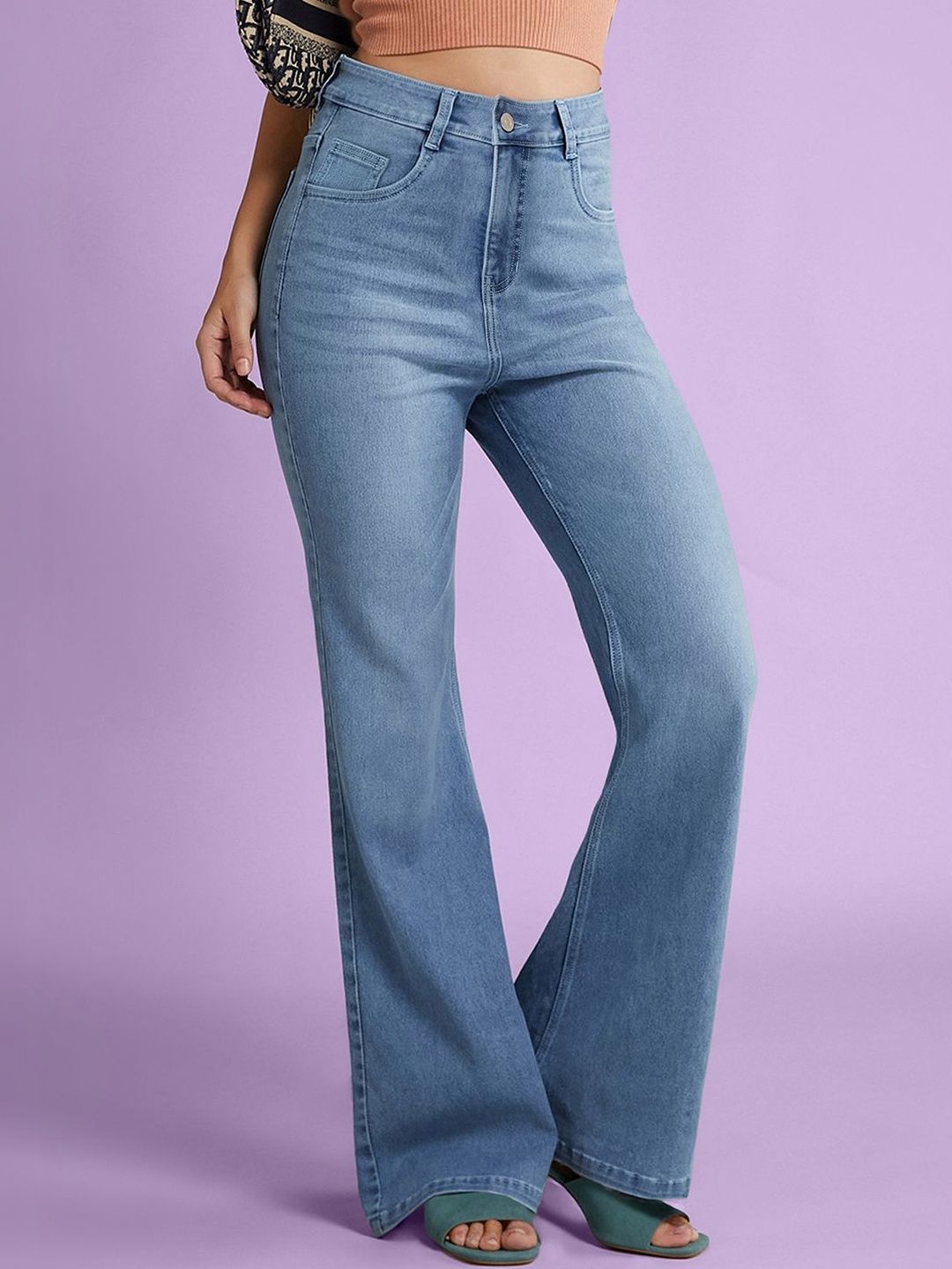 DOLCE CRUDO Women Bootcut High-Rise Stretchable Jeans