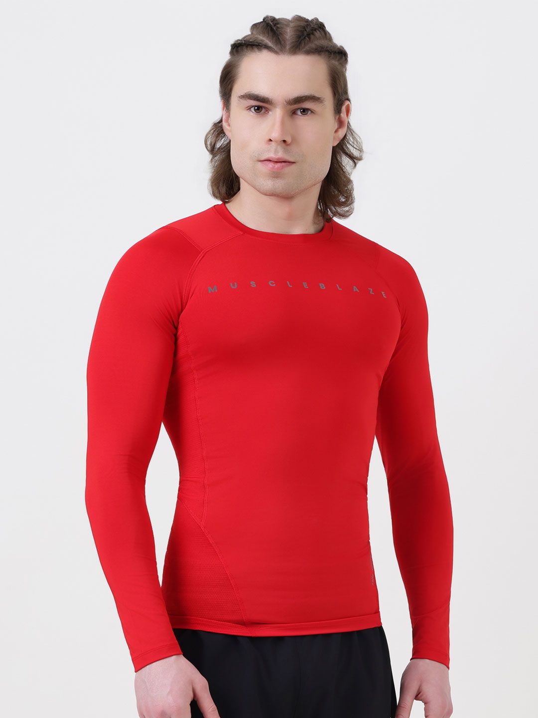 MuscleBlaze Unisex Typography Printed Round Neck Compression T-shirt