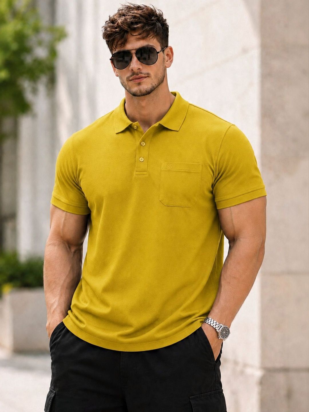 SCUBA Men Polo Collar Pockets T-shirt