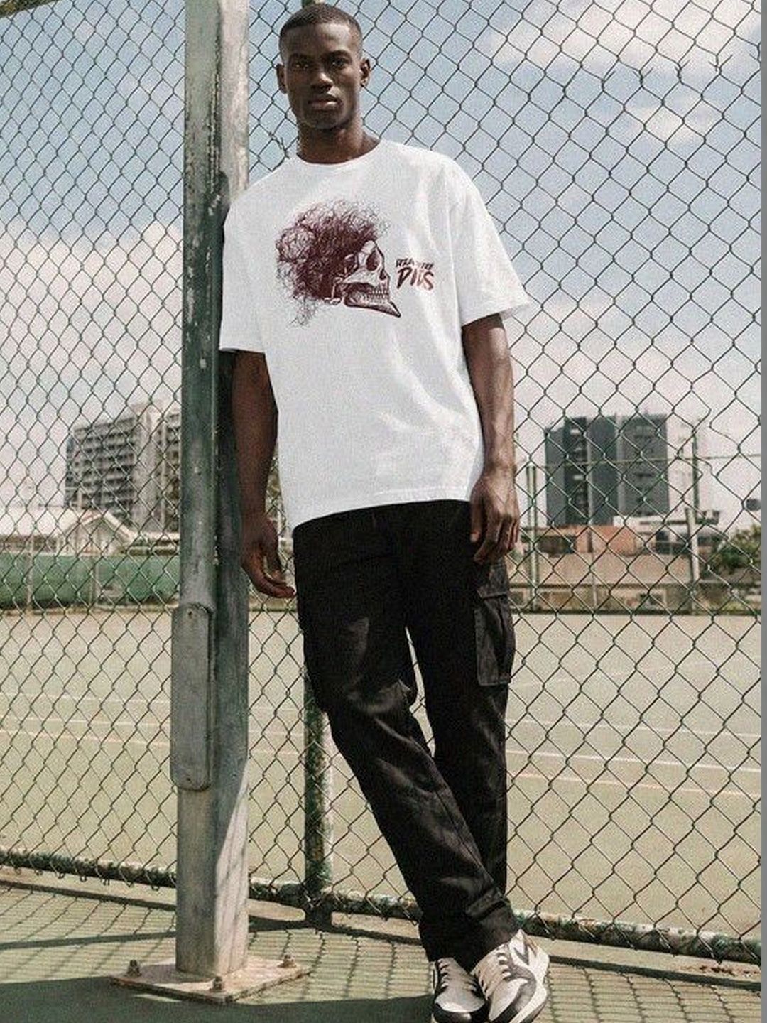 High Star Men Printed Round Neck Oversized T-shirt