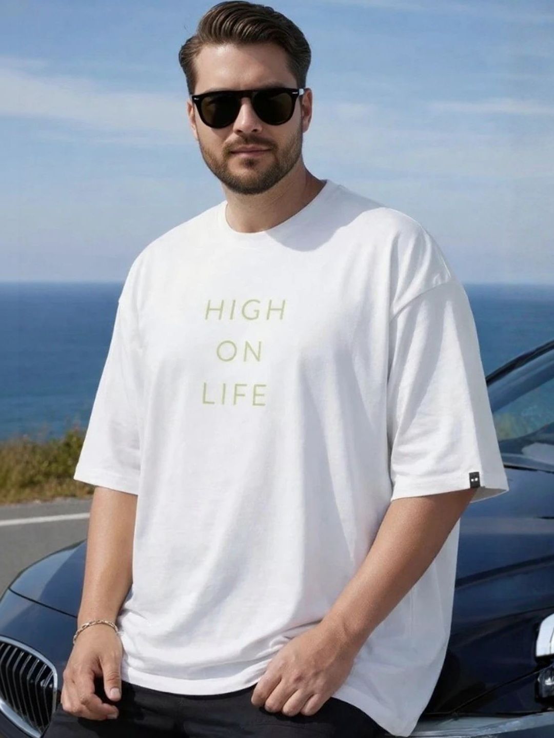 Sztori Men Typography Printed Drop-Shoulder Sleeves T-shirt