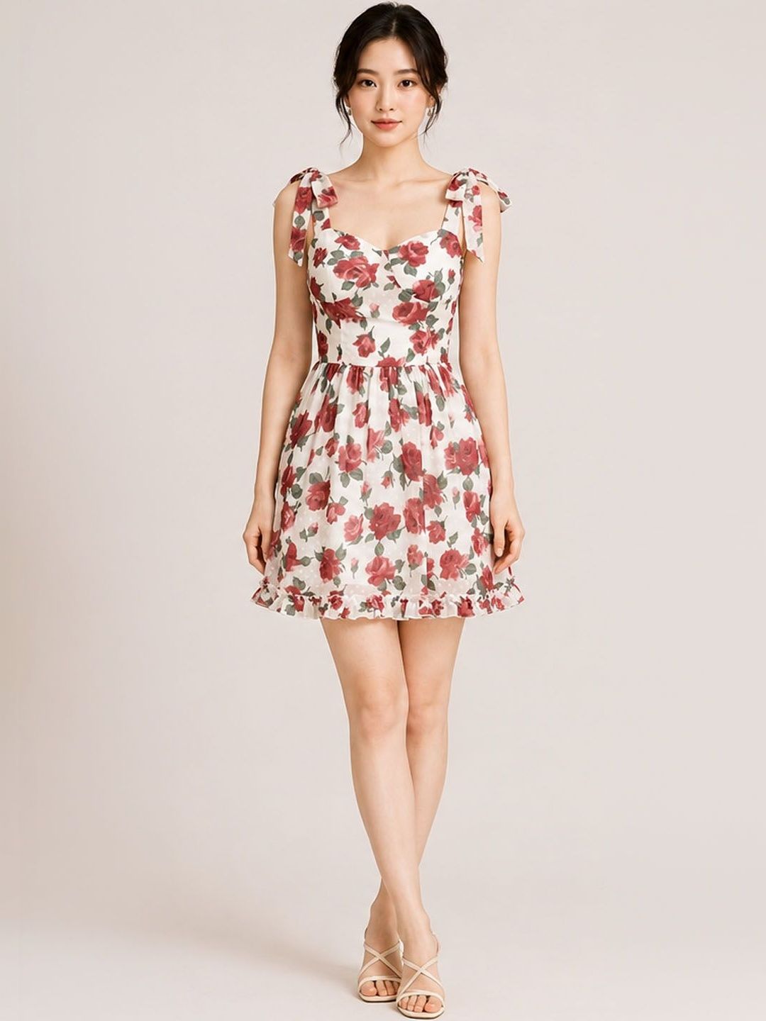 DressBerry Floral Print Ruffled A-Line Mini Dress