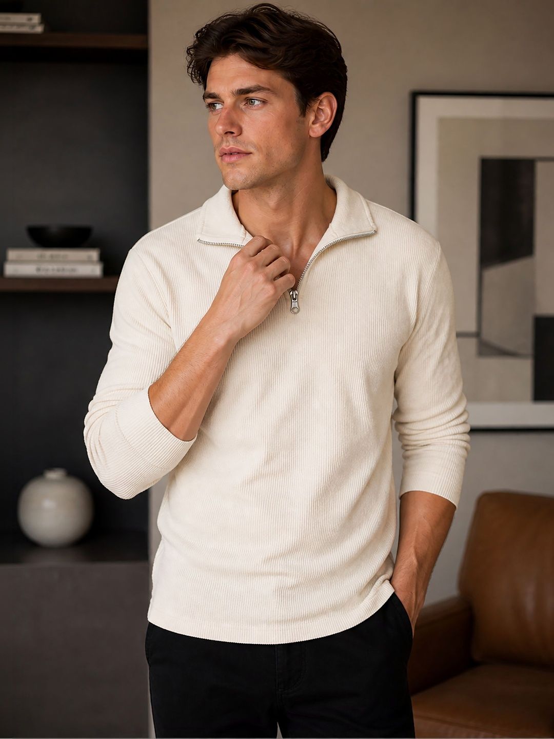 ATIGIANO Men Polo Collar T-shirt