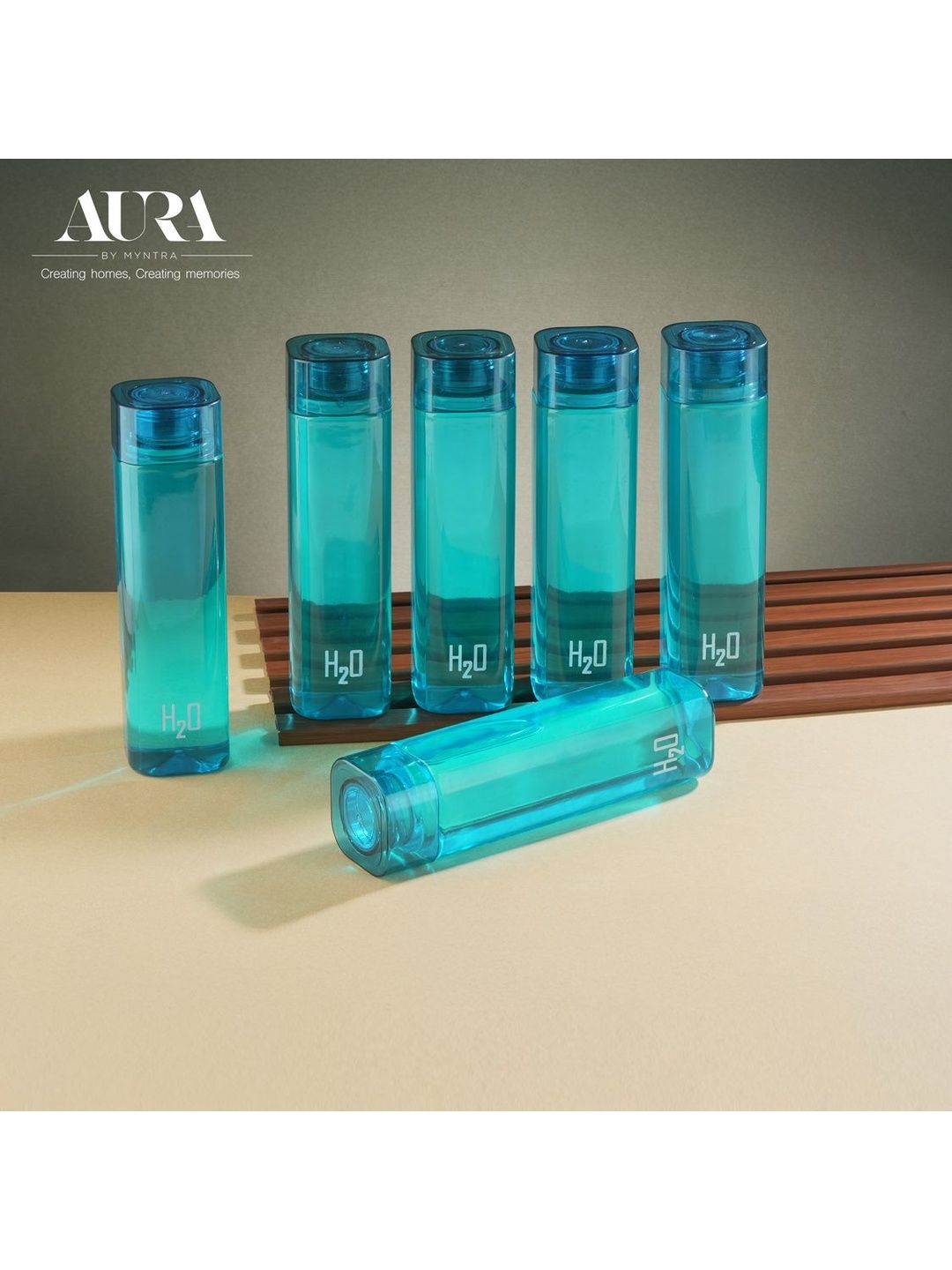 Aura Blue Set of 6 Plastic Other Water Bottle