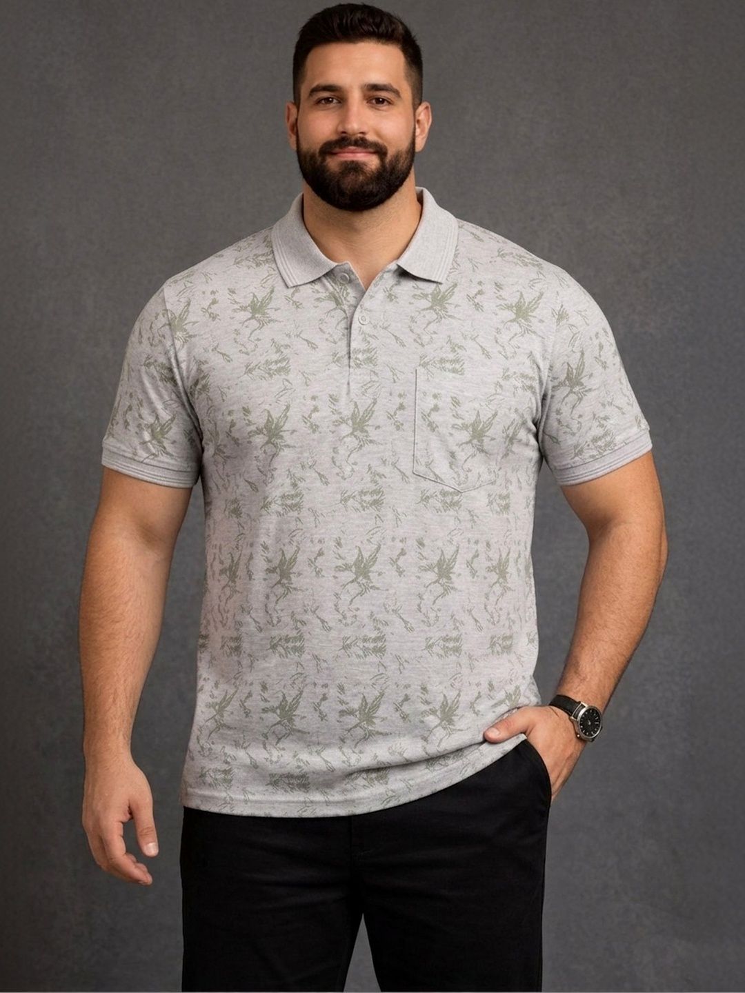 Mast & Harbour Men Printed Polo Collar Pockets T-shirt