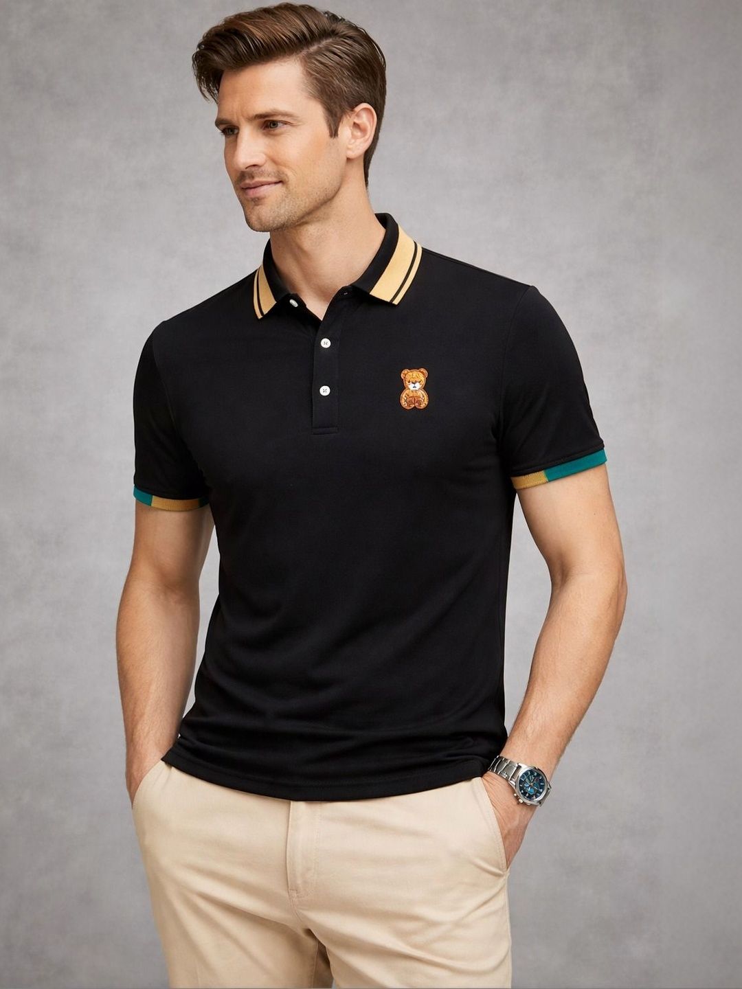 Mast & Harbour Men Polo Collar T-shirt