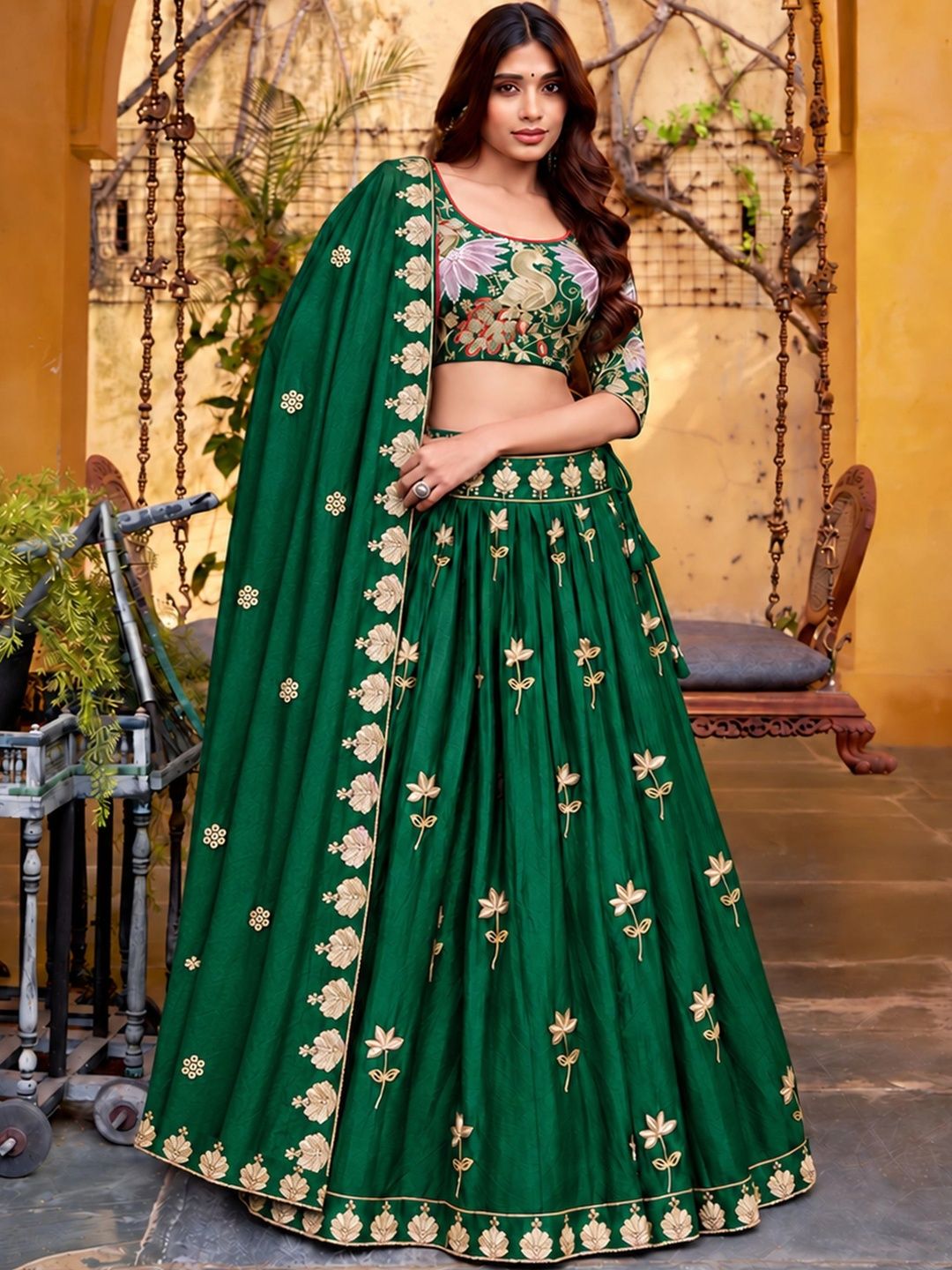 SIDDESHWARY FAB Semi-Stitched Lehenga Unstitched Blouse With Dupatta