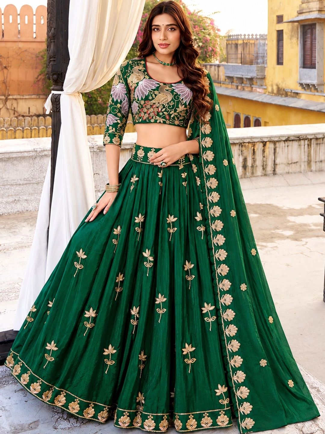 BAESD Semi-Stitched Lehenga Unstitched Blouse With Dupatta