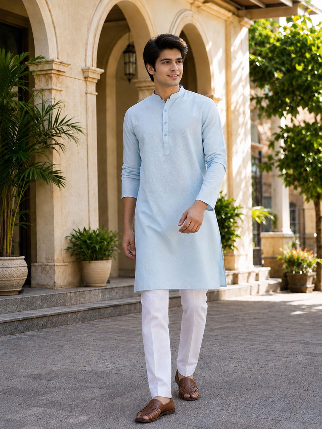 Anouk Self Design Textured Kurta
