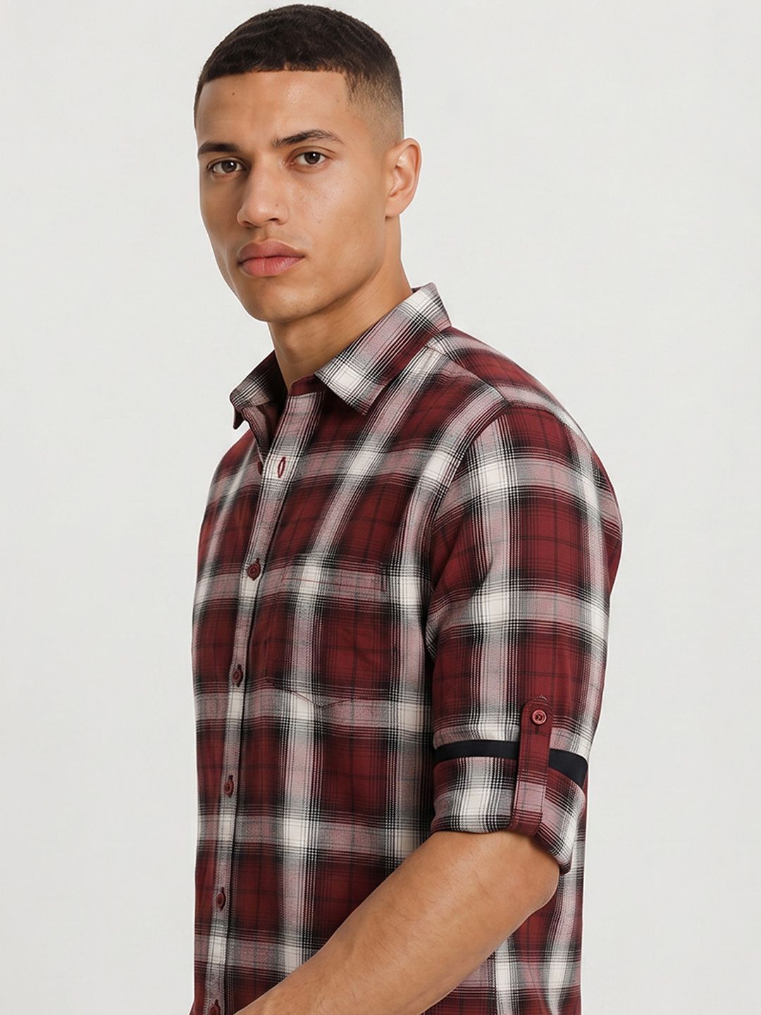 Roadster Life Co. Textured Weave Checked Shirt