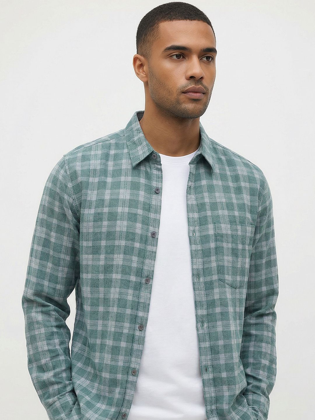 Roadster Life Co. Textured Weave Checked Shirt