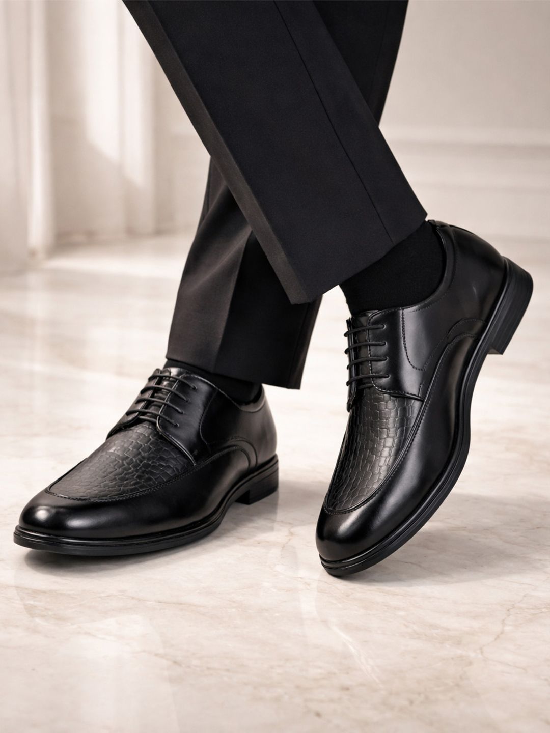 Ajanta Men Textured Formal Derbys