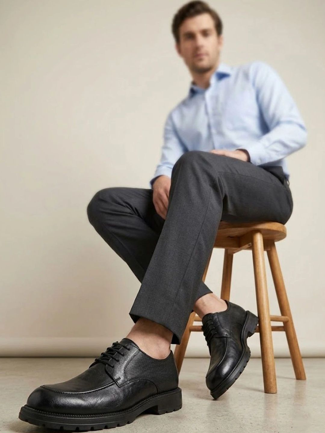 House of Pataudi Men Textured Formal Derbys