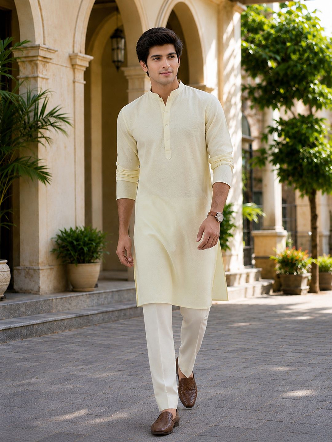 Anouk Self Design Textured Kurta