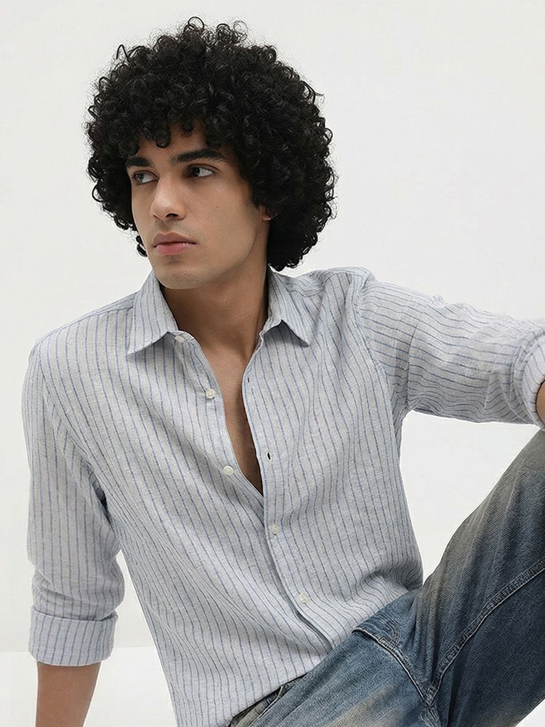 Roadster Life Co.Cotton Linen Striped Shirt